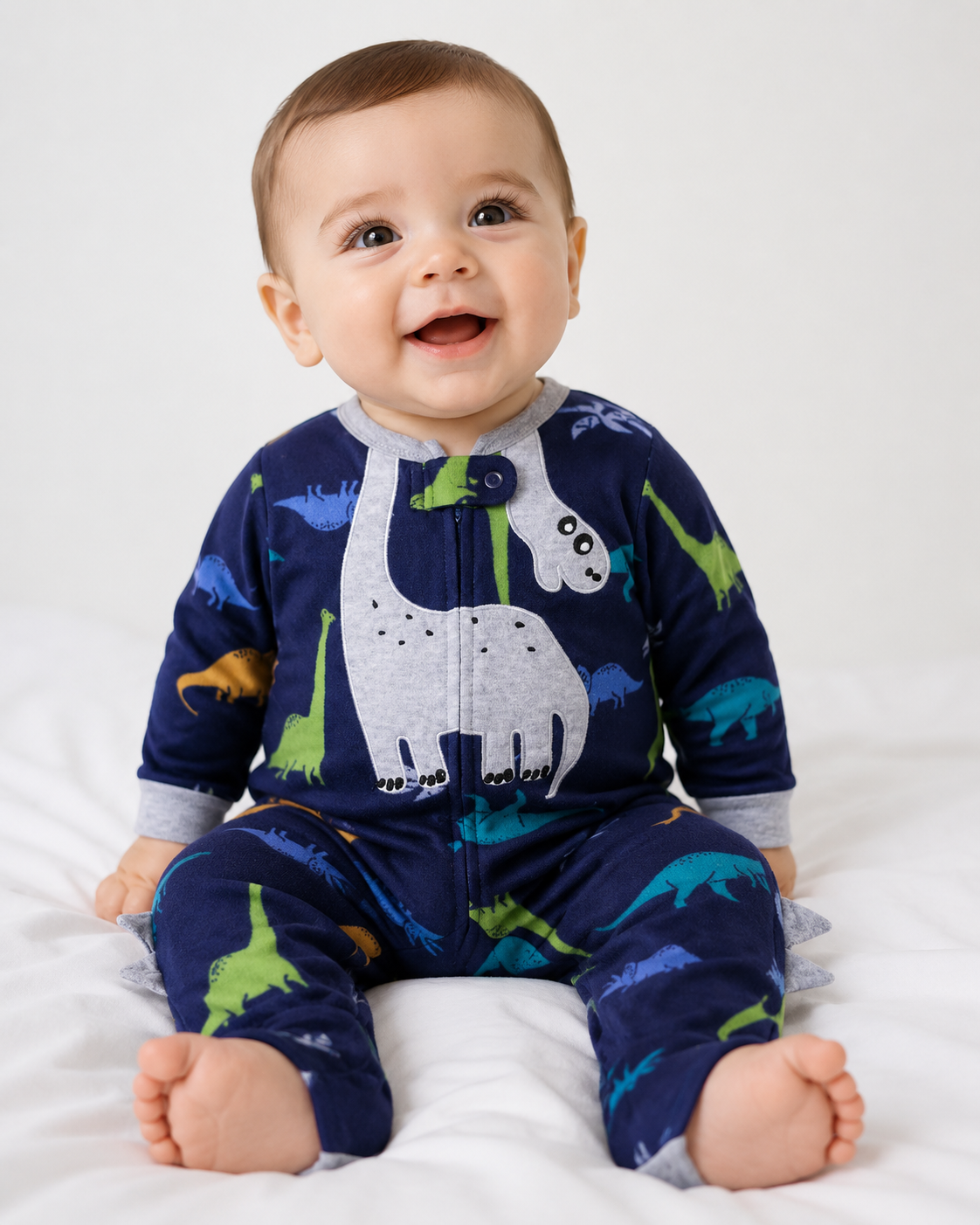 Printed Long Sleeve Baby Romper Dinosaur