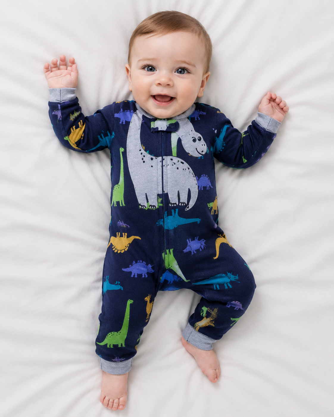 Printed Long Sleeve Baby Romper Dinosaur