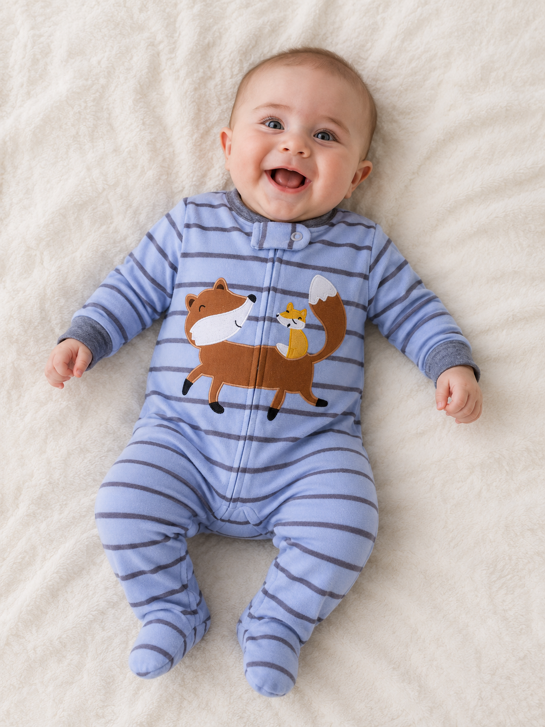 Printed Long Sleeve Baby Romper Fox