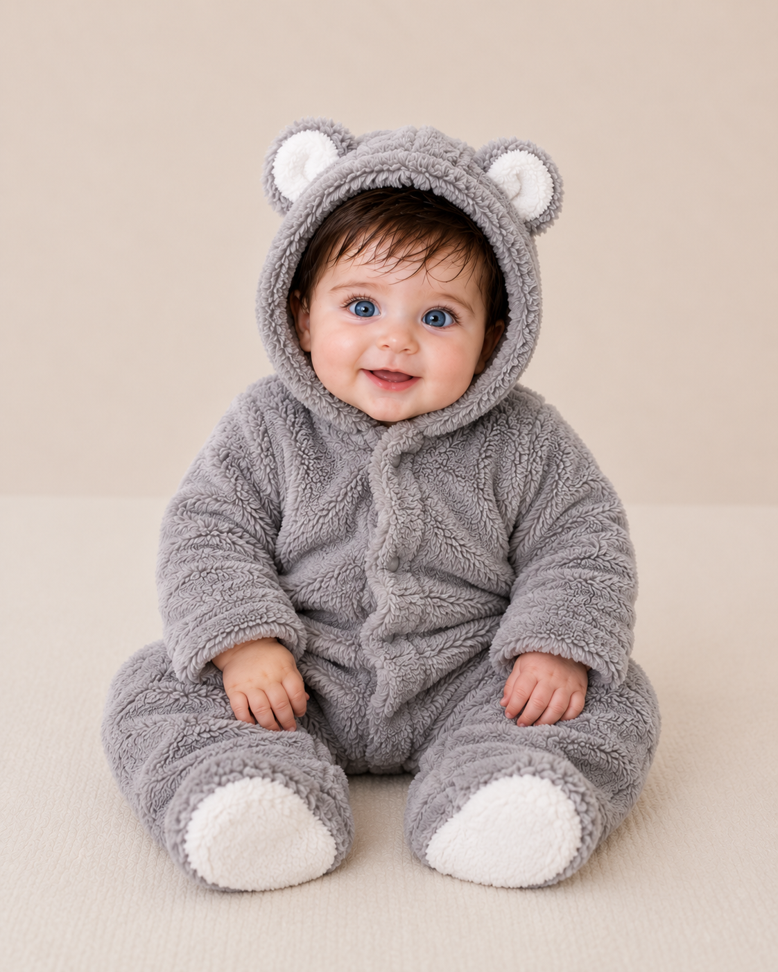 Cozy Bear Romper Gray