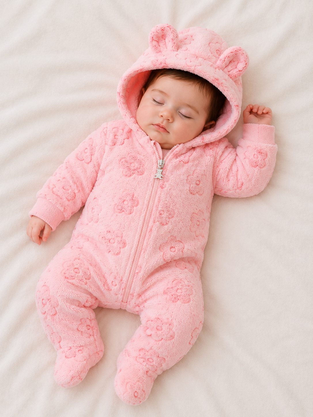 Kids' Plush Jumpsuit Pink