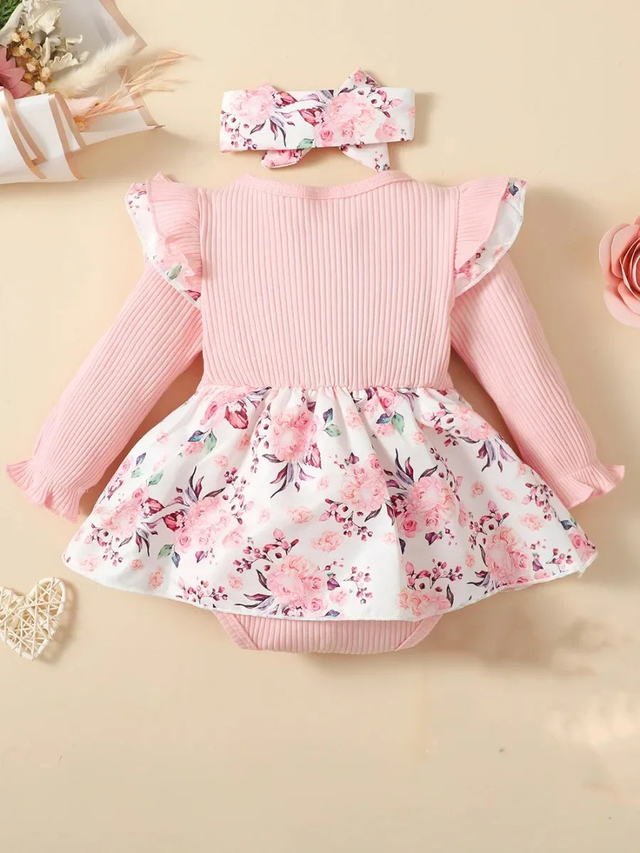 Floral Baby Romper & Headband Set