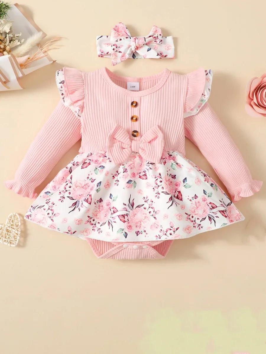 Floral Baby Romper & Headband Set